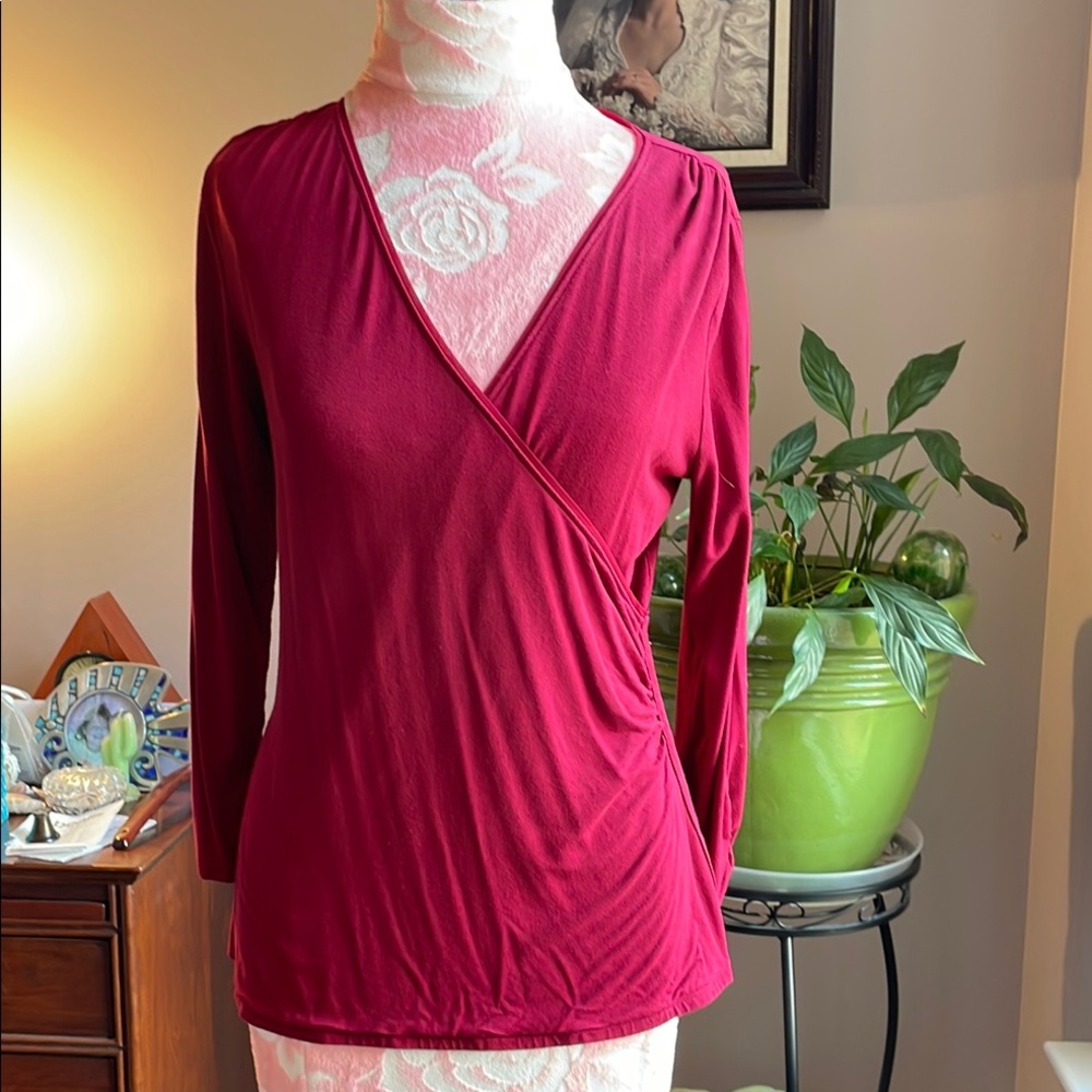 Elegant Red Wrap Top